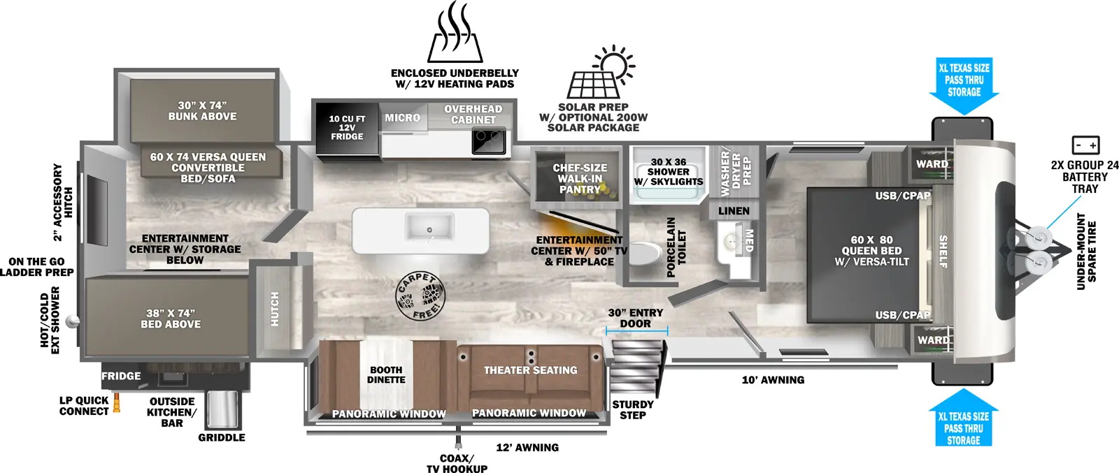 Hemisphere Travel Trailers 310BHI Floorplan